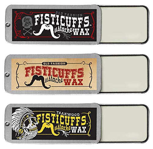 Grave Before Shave Fisticuffs mustache wax tin with original scent for strong hold and easy styling.