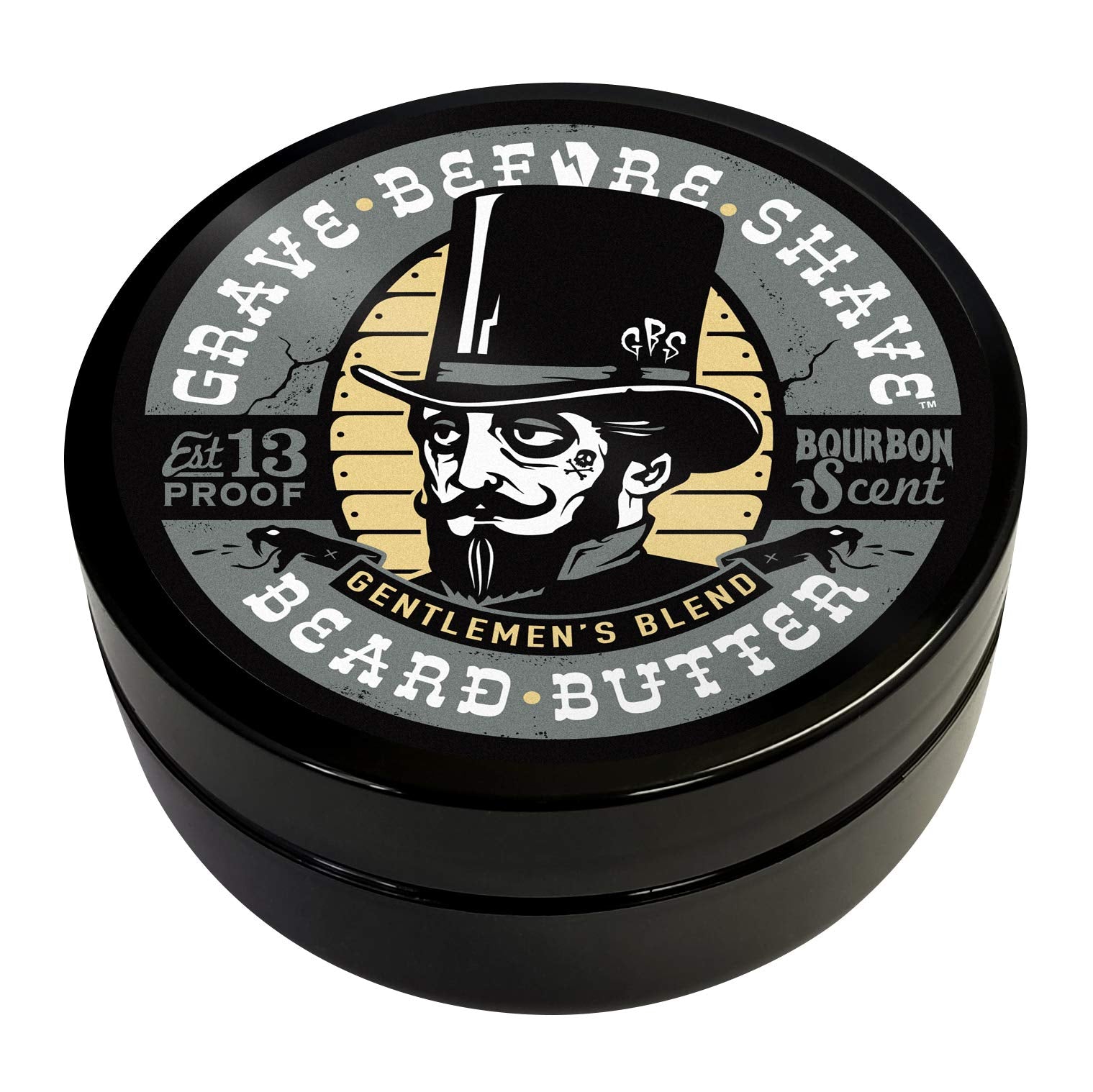Grave Before Shave Gentlemens Blend beard butter in a 4oz container for easy conditioning.