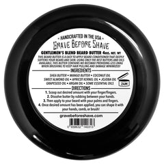 Grave Before Shave Gentlemens Blend beard butter shown during brush application.