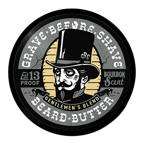 Grave Before Shave Gentlemens Blend beard butter without beeswax reduces drag during brushing.