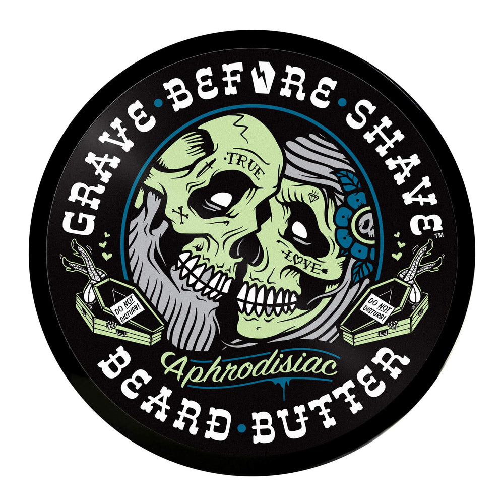 Grave Before Shave leather cedar beard butter being applied for manageability.