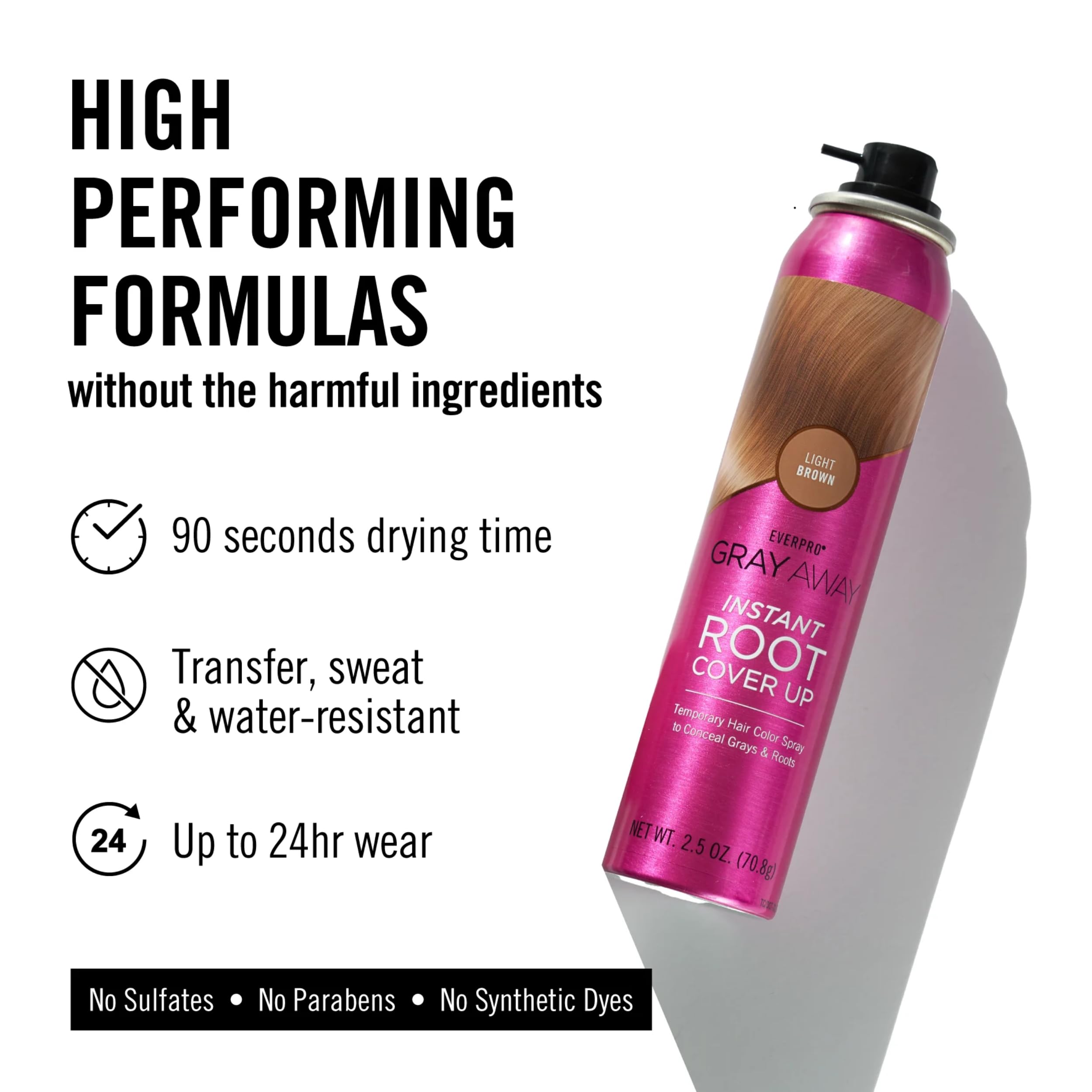 Gray Away EverPro root refresh in light brown blends naturally.