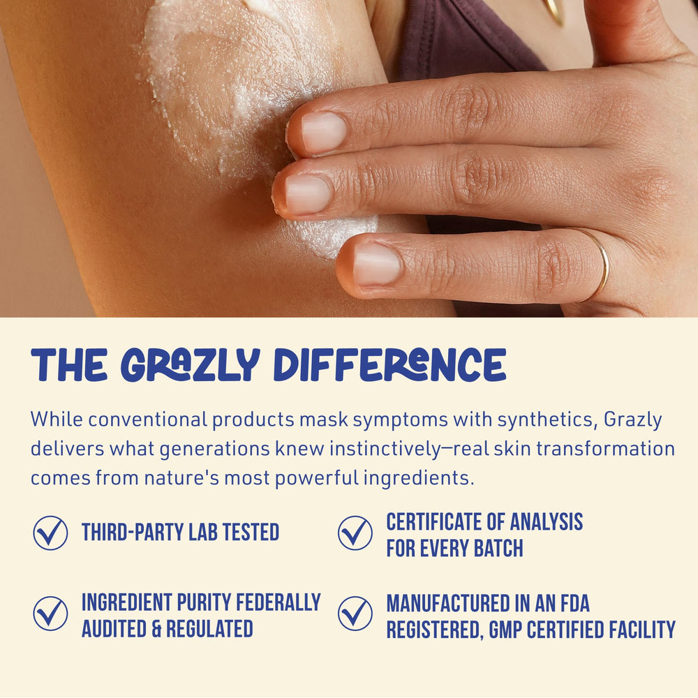Grazly balm absorption close-up shows non-greasy finish