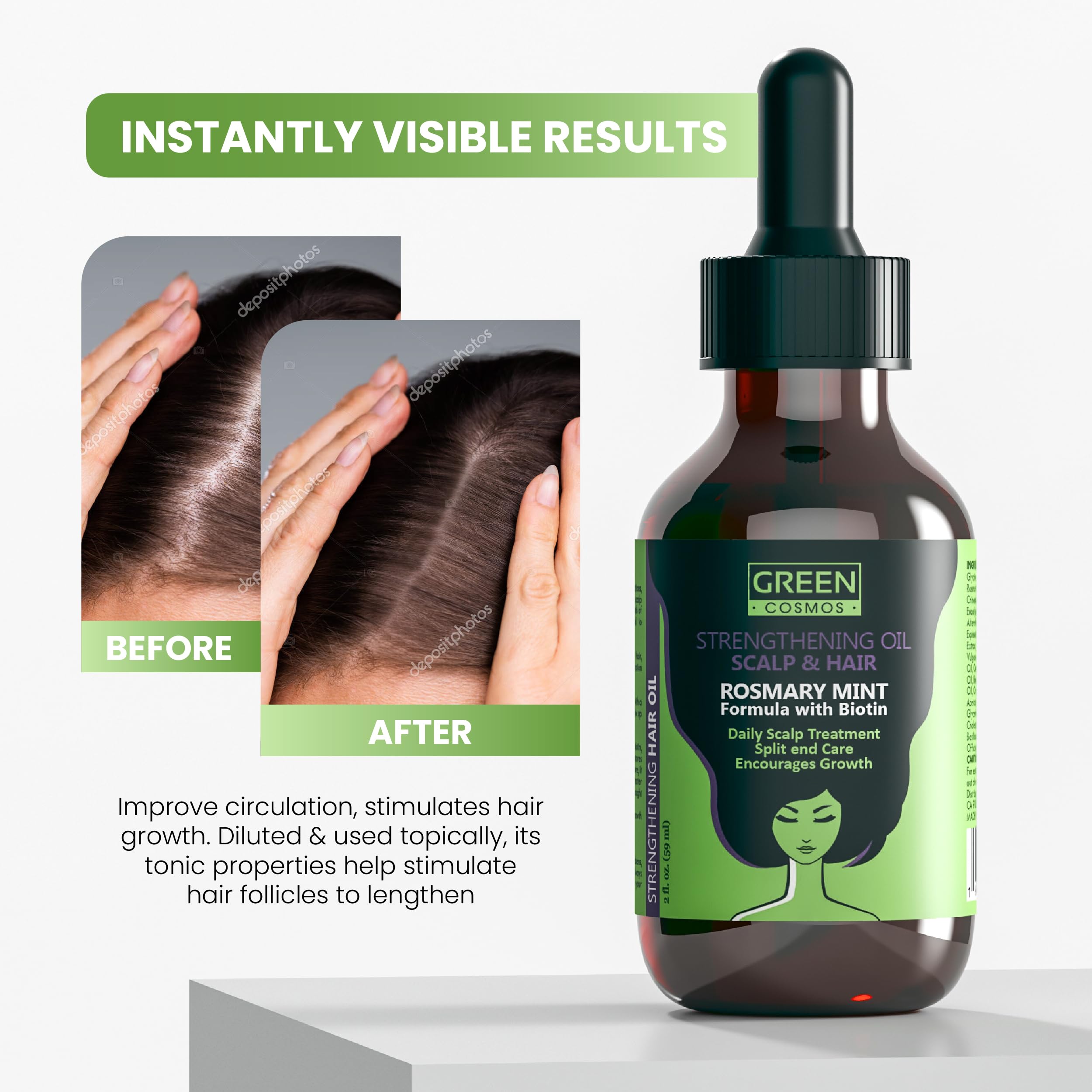 Green Cosmos Rosemary Oil suitable for men and women with all hair types