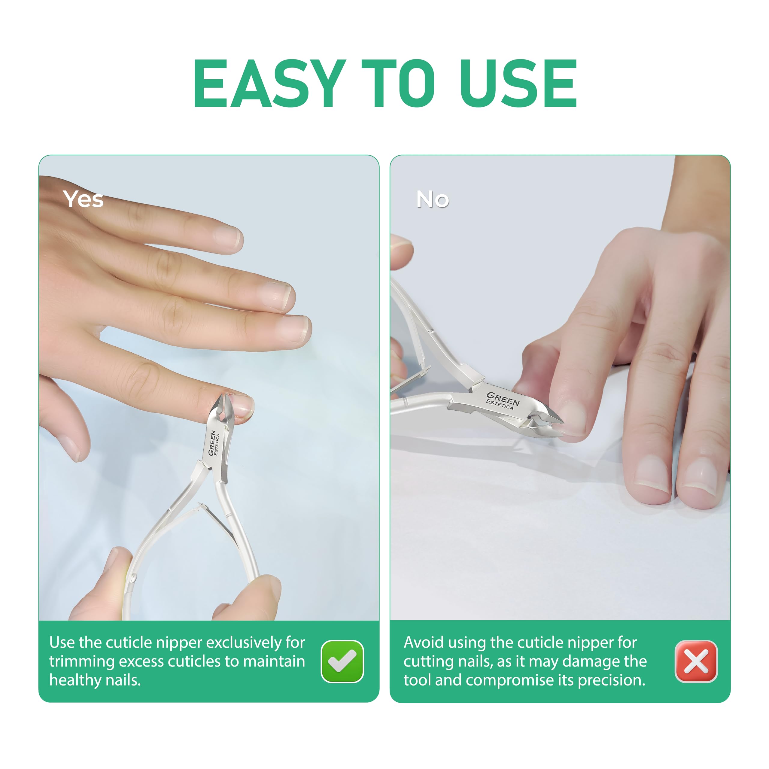 GREEN ESTETICA silver-nail-tools in spa layout for professional home care.