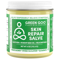 Green Goo Skin Repair Salve bottle for daily moisture on face and body.