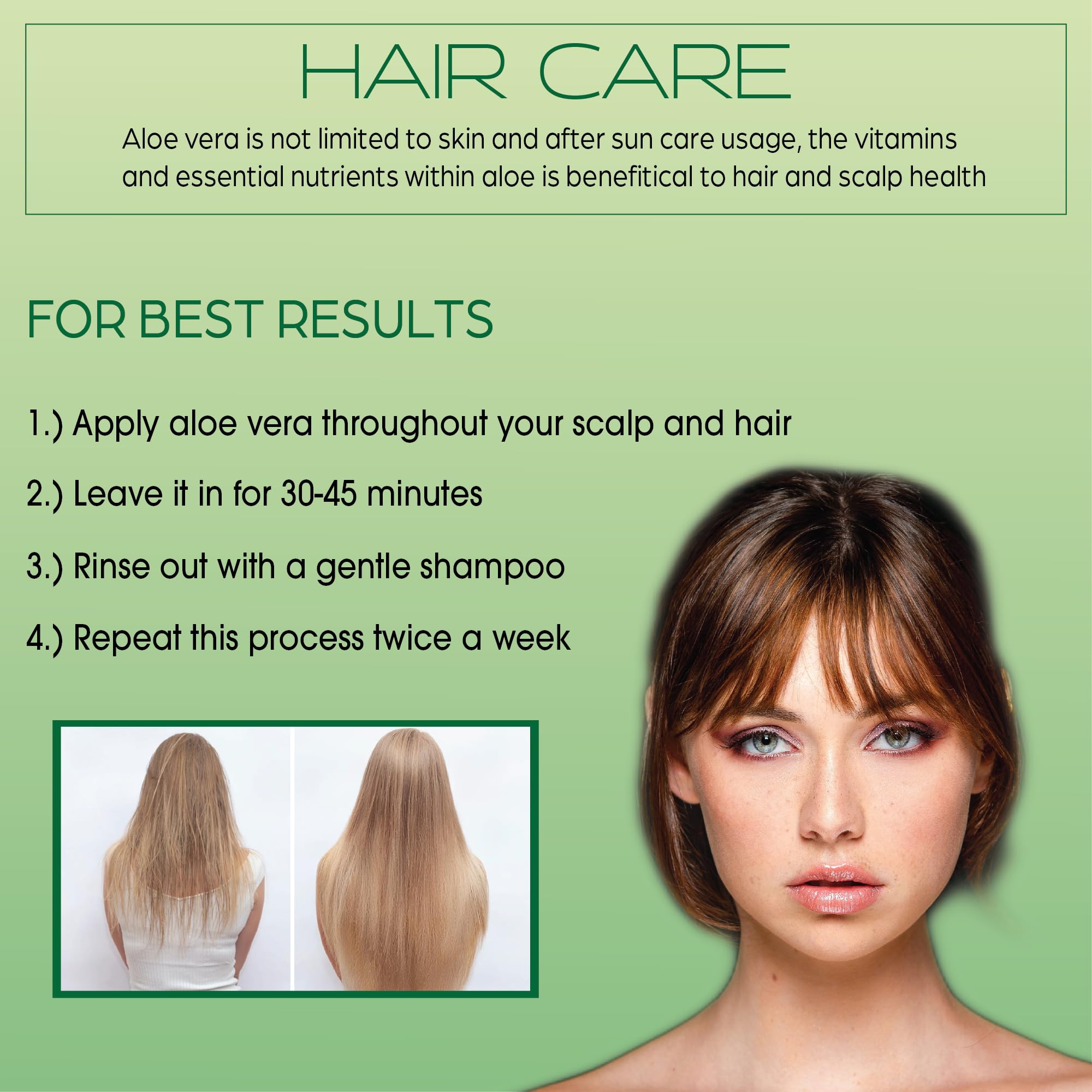 Green Leaf Naturals Aloe Vera gel para cabello, brillo suave y natural