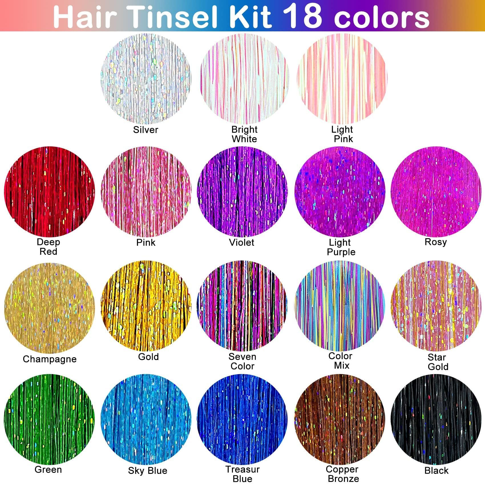 GrennMauler Glitter Tinsel in 18 shades to match any outfit.