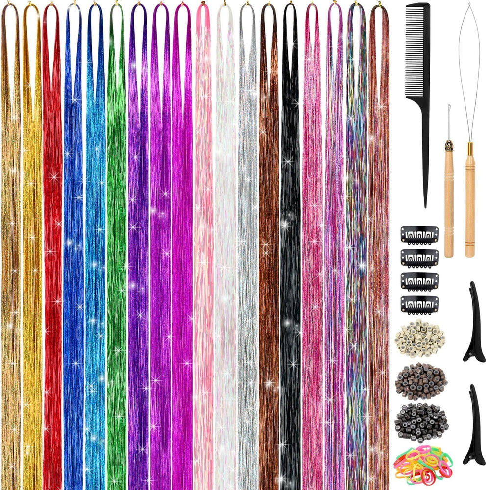 GrennMauler Hair Tinsel Kit offers 18 colors for quick, vibrant day-to-night looks.