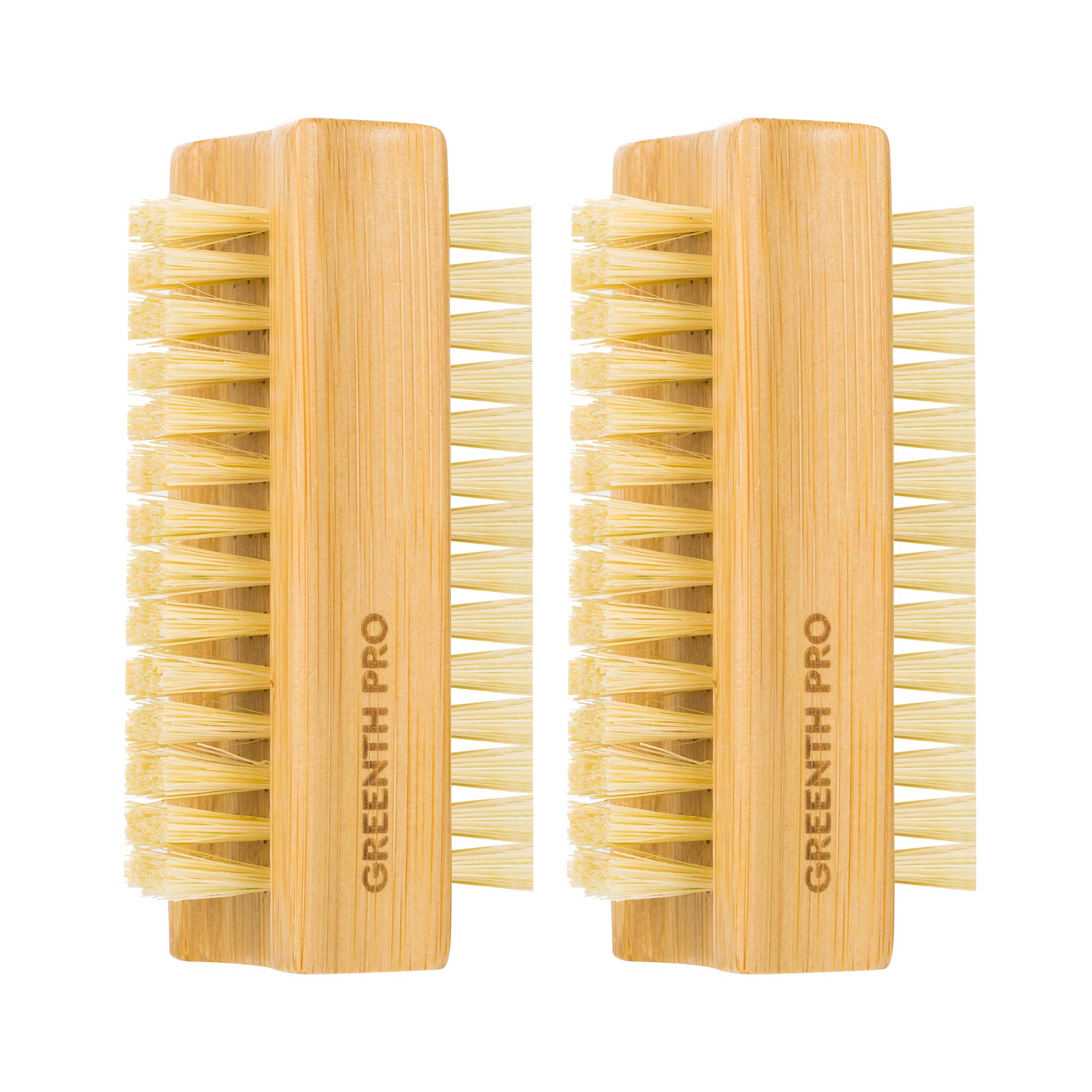 GREENTH PRO bamboo nail brush two-sided bristles for nails
