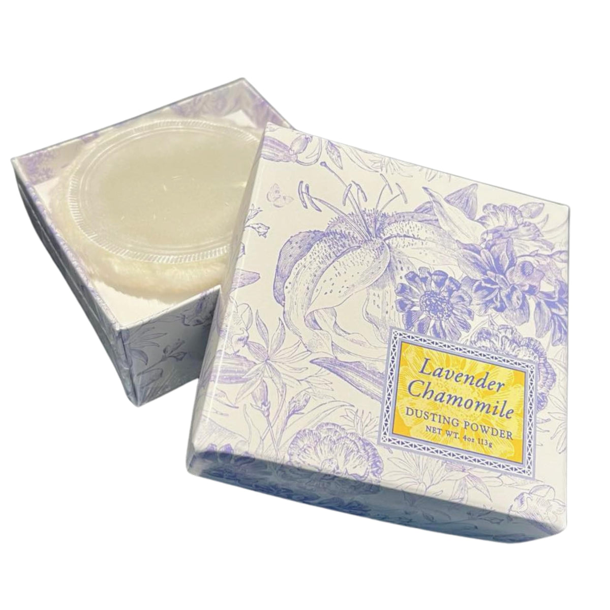 Greenwich Bay Lavender Chamomile Dusting Powder bottle ready for daily use.