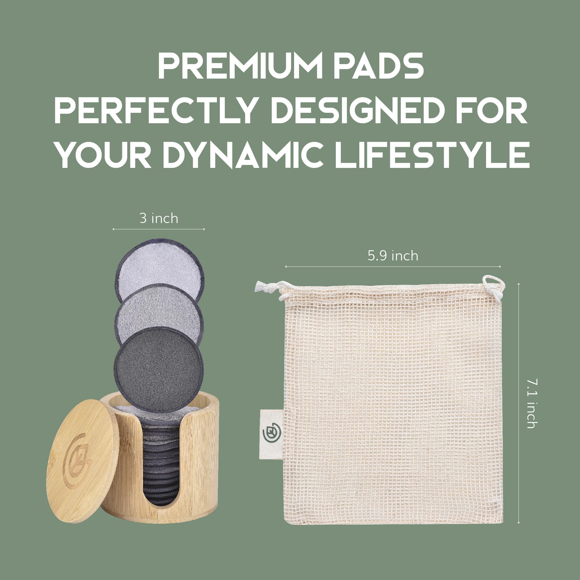 Greenzla bamboo storage holder keeps pads organized.