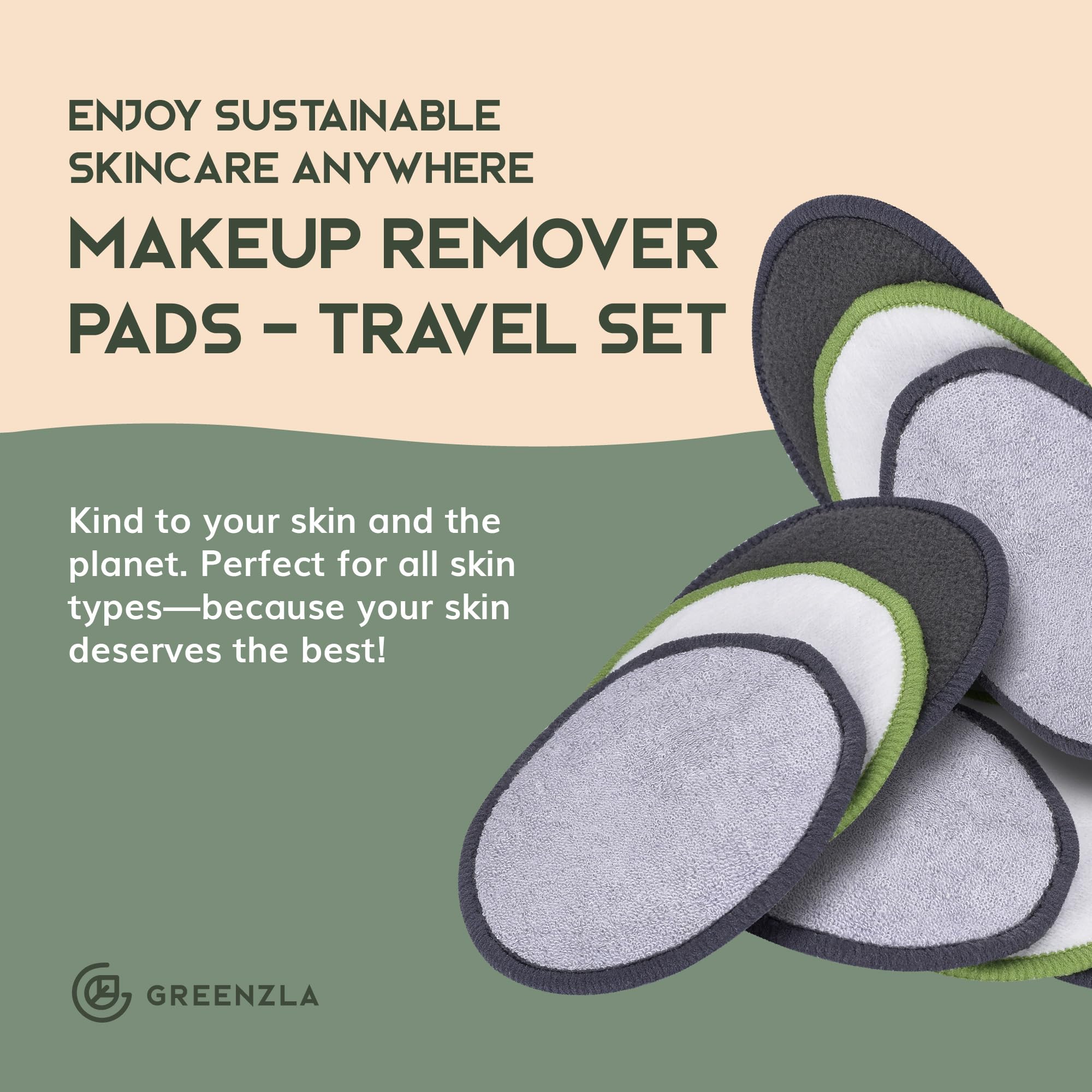 Greenzla packaging display highlights the eco friendly reusable pads option.