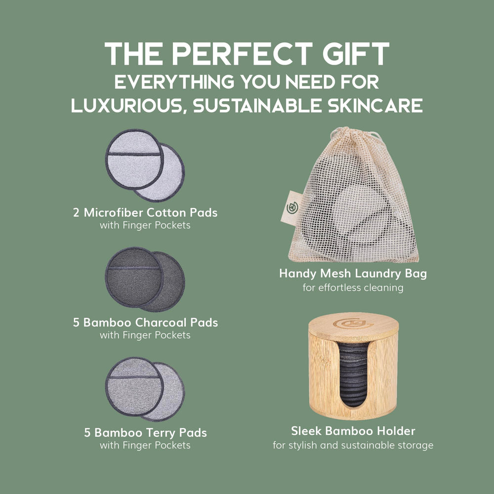 Greenzla bamboo charcoal pads used for deep cleansing and exfoliation.