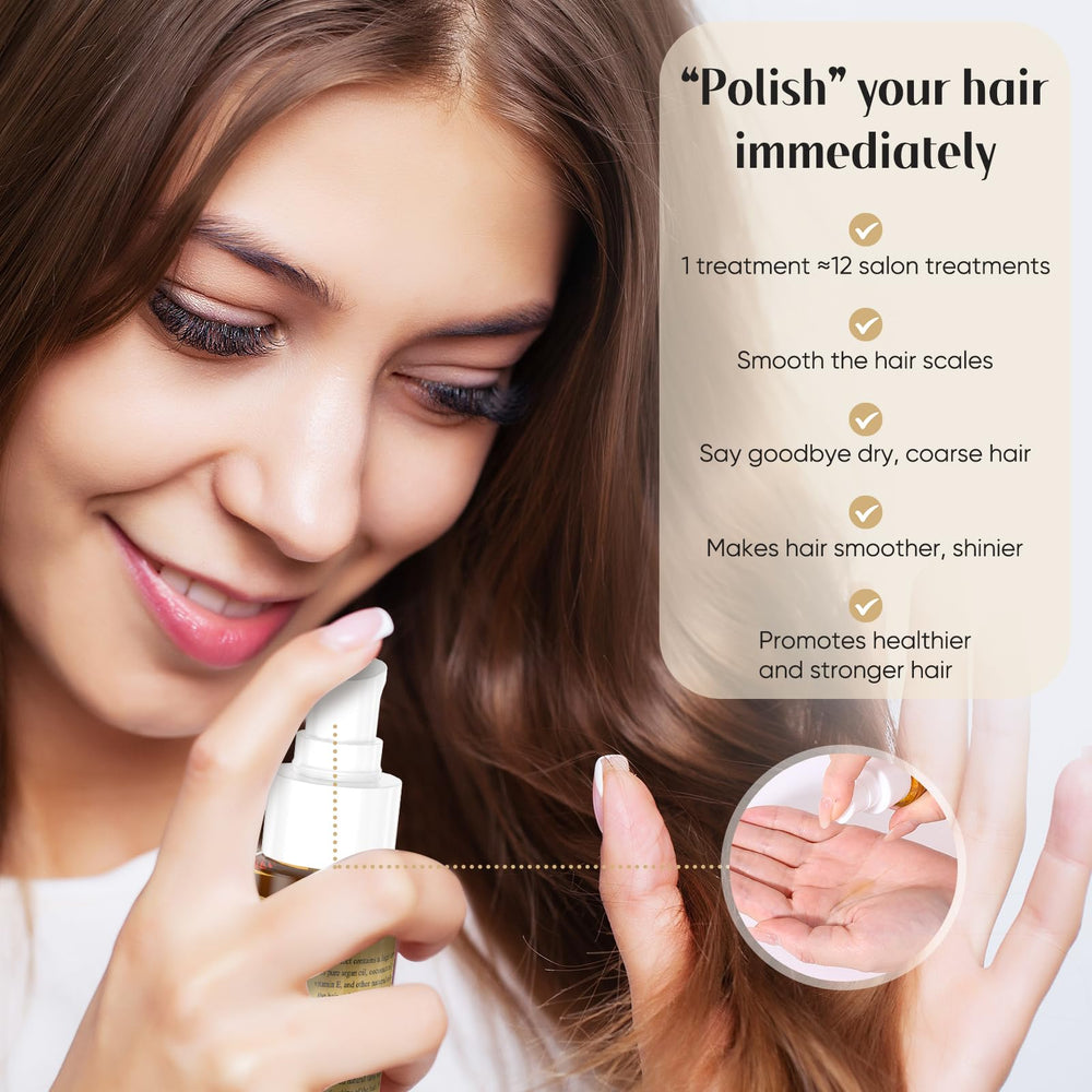 GREEONIL 24K, cabello brillante y suave tras su uso.