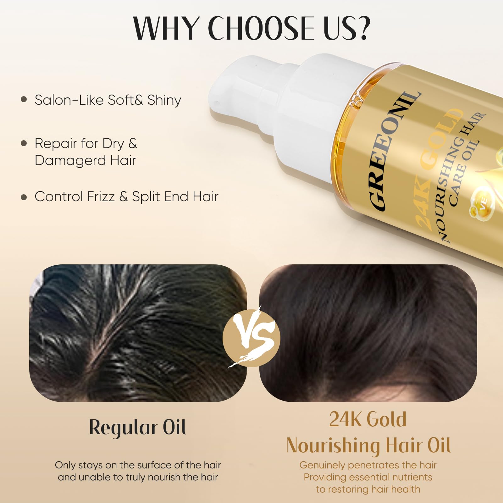 GREEONIL 24K, puntas reparadas con uso regular.