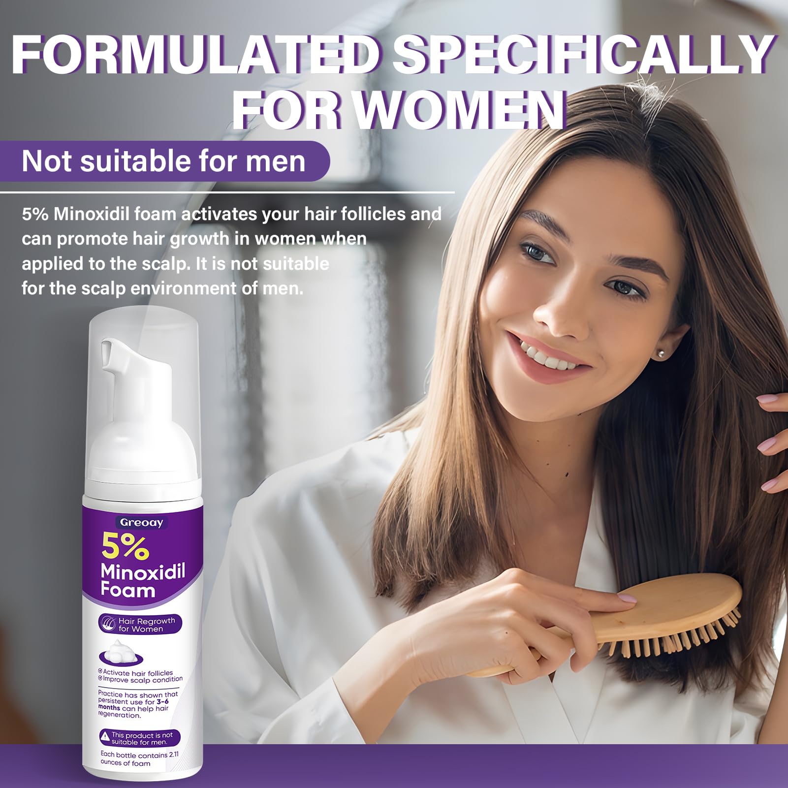 Greoay minoxidil foam massage action on scalp enhances absorption