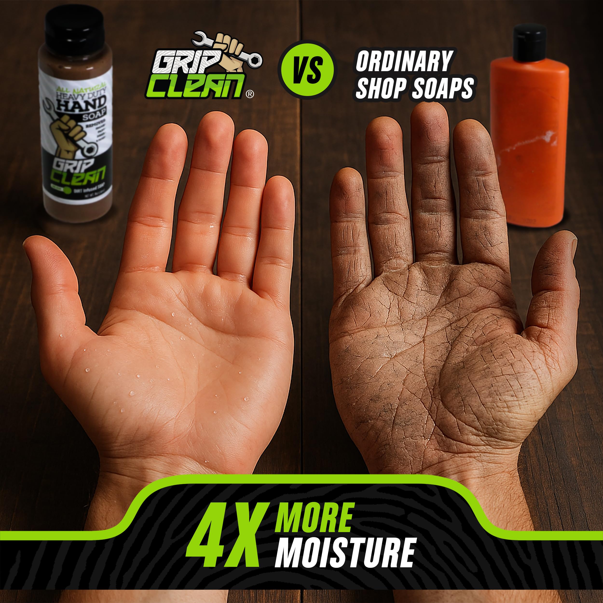 Grip Clean con aceite de coco para humectar durante la limpieza