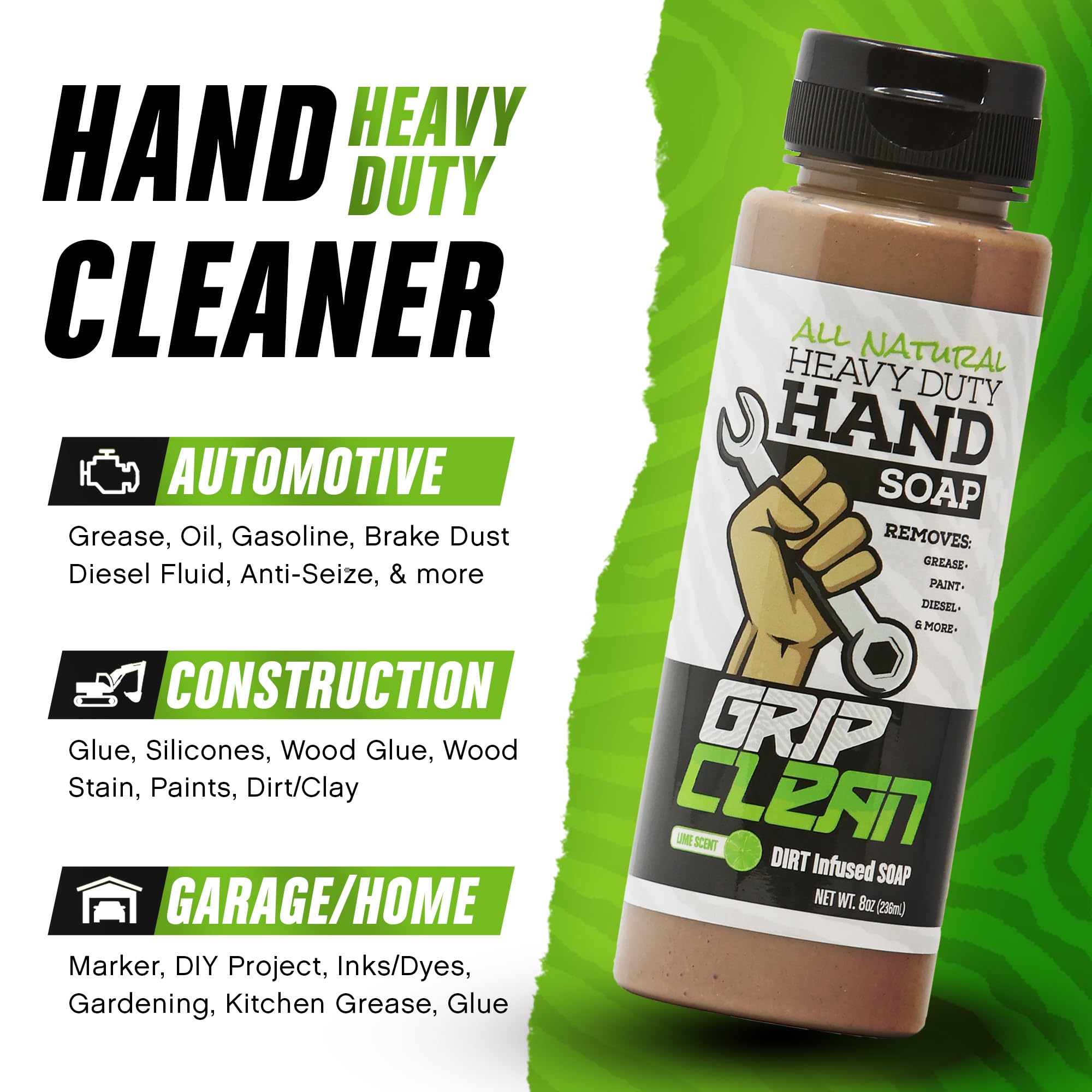 Grip Clean con piedra pómez para grasa persistente sin irritación