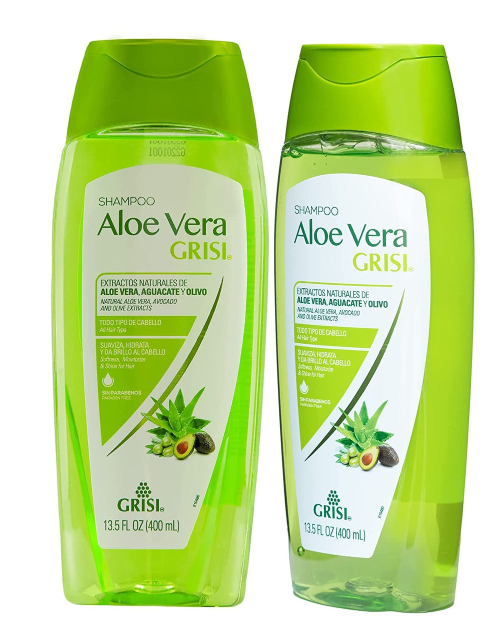 Grisi Aloe Vera Shampoo con dos botellas para cuidado diario del cabello