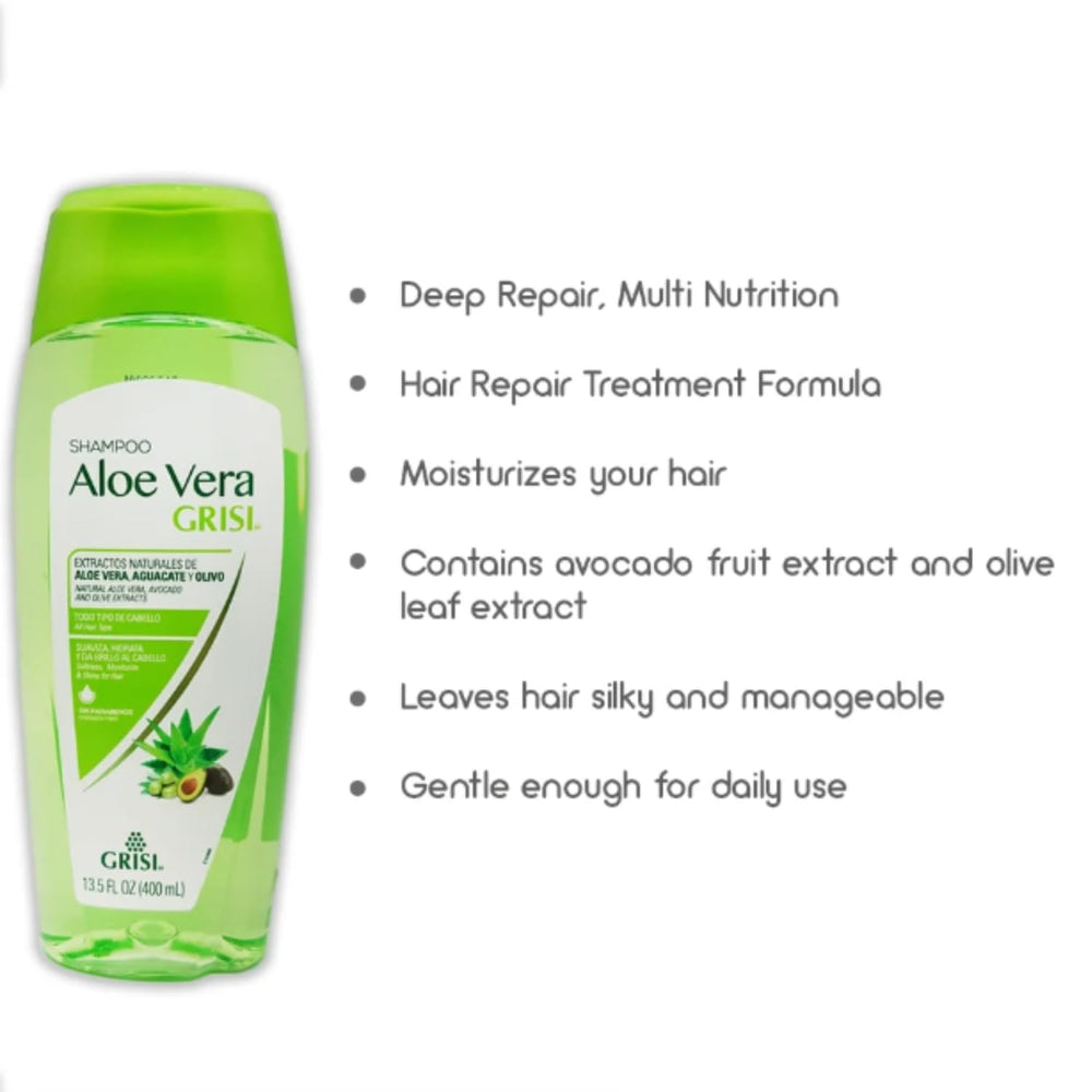 Grisi Aloe Vera Shampoo textura suave facilita el peinado diario