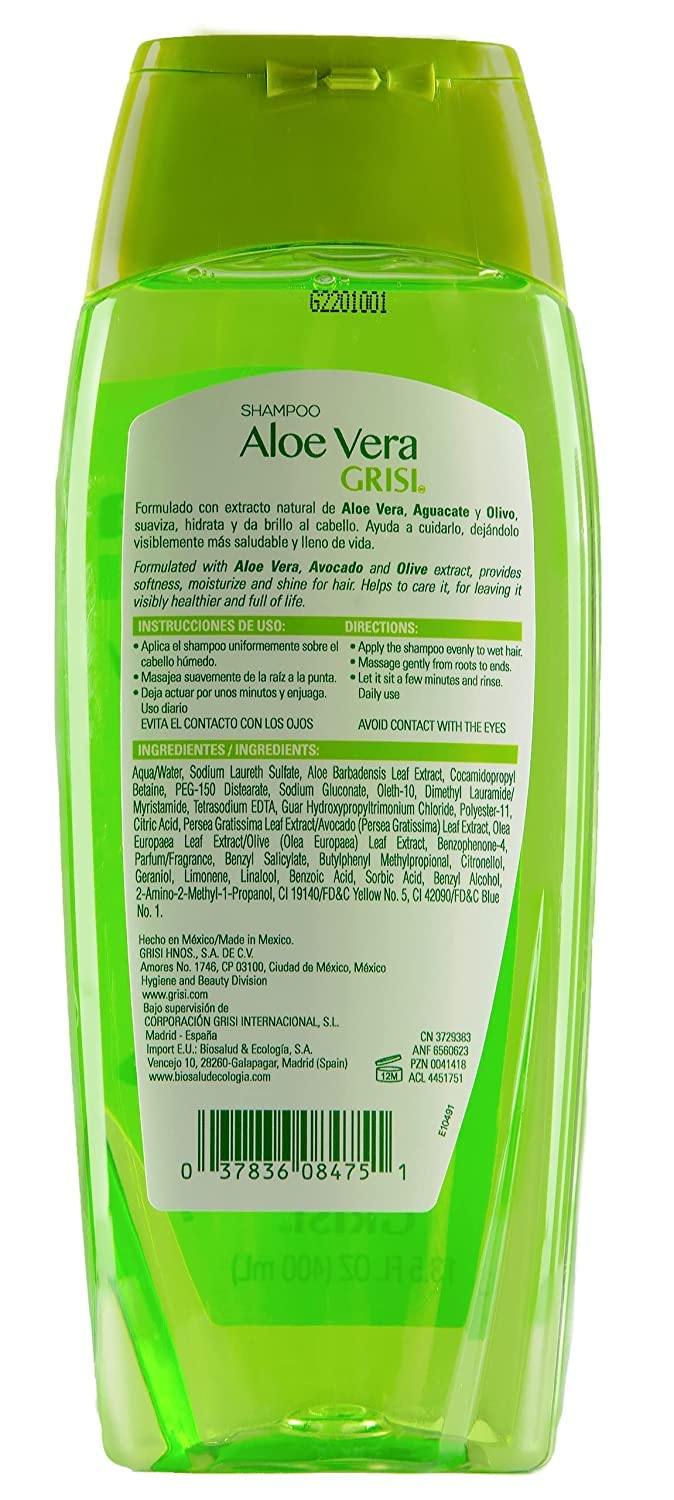 Grisi Aloe Vera Shampoo sin parabenos cuida el cabello con suavidad