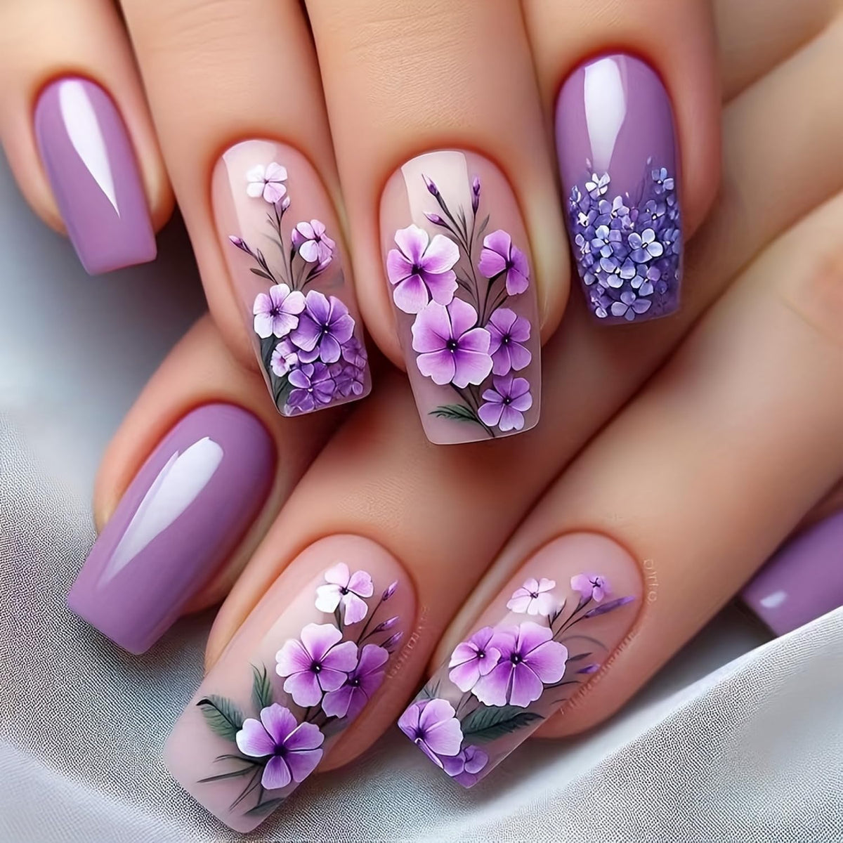 GRITOSE uñas acrílicas con diseño floral y brillo para eventos