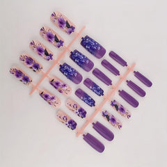 GRITOSE uñas con forma ataúd y diseño floral para diario