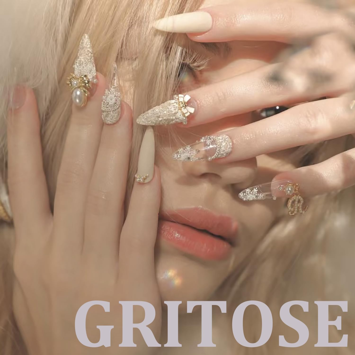 GRITOSE uñas reutilizables con tiras de pegamento jelly para múltiples usos