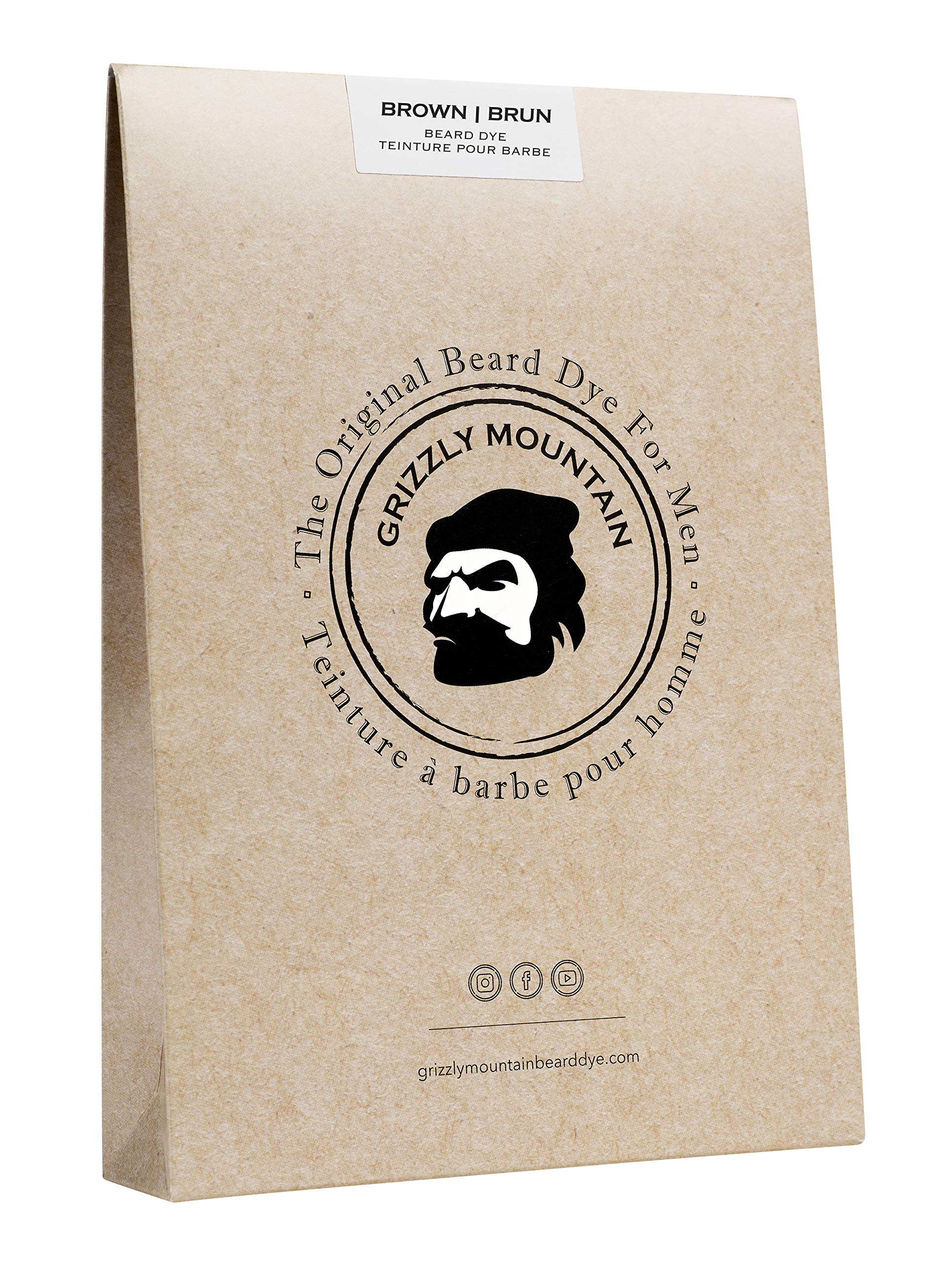 Grizzly Mountain Beard Dye powder mix with natural herbs for brown tones.