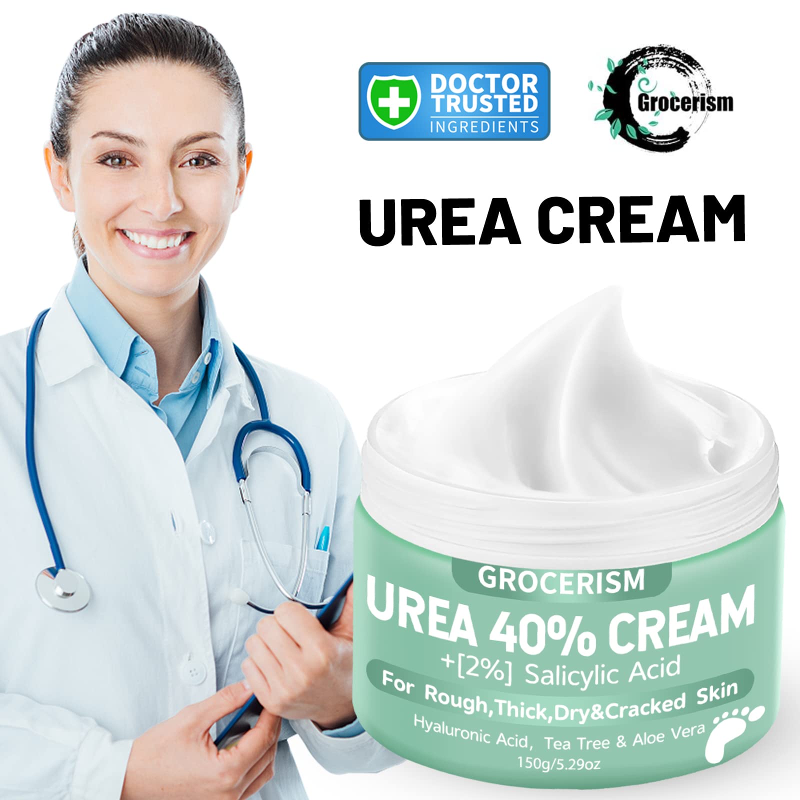 Grocerism Crema Urea 40% para talones, alivia durezas y deja la piel suave.