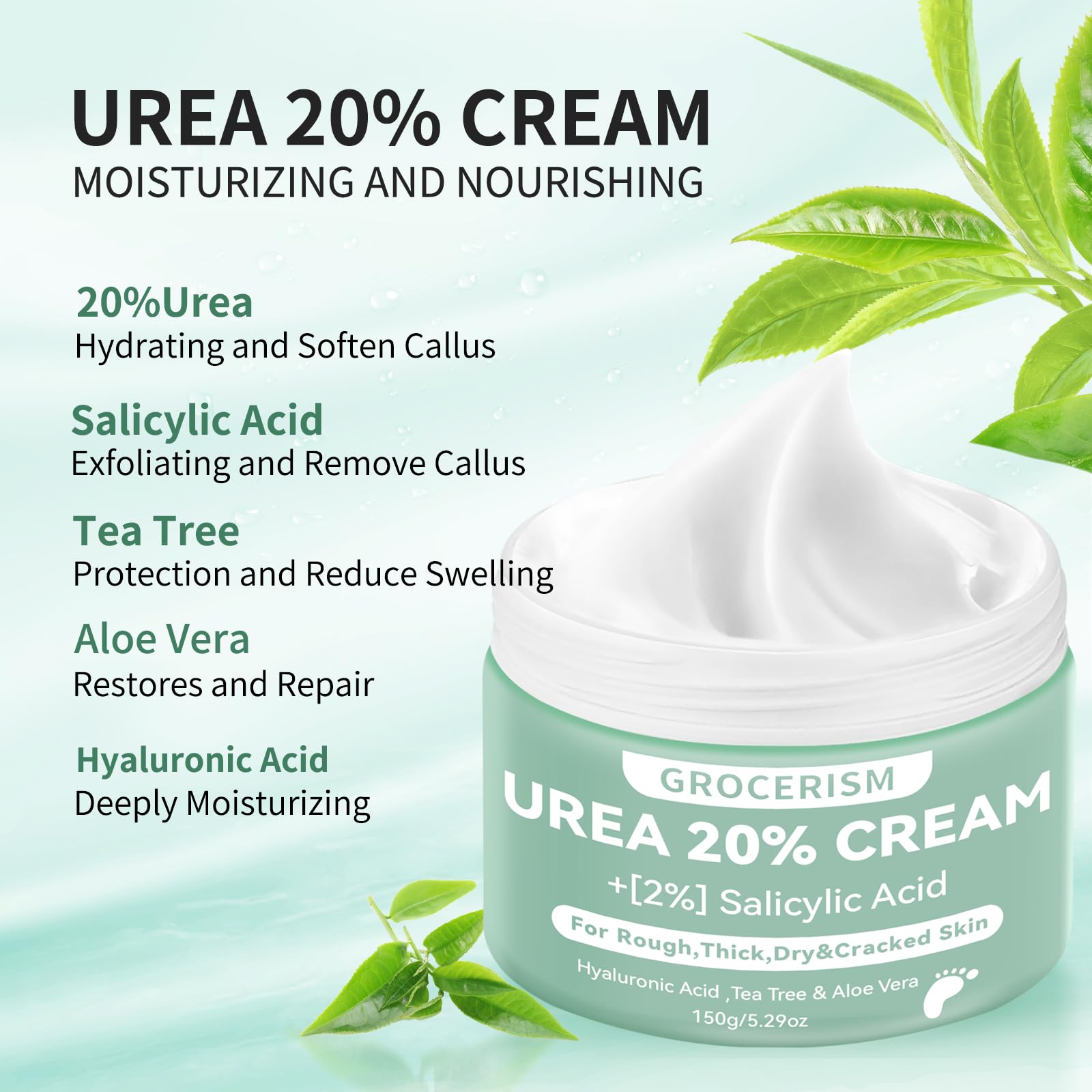 Grocerism Crema Urea con árbol de té y aloe para cuidado de piel