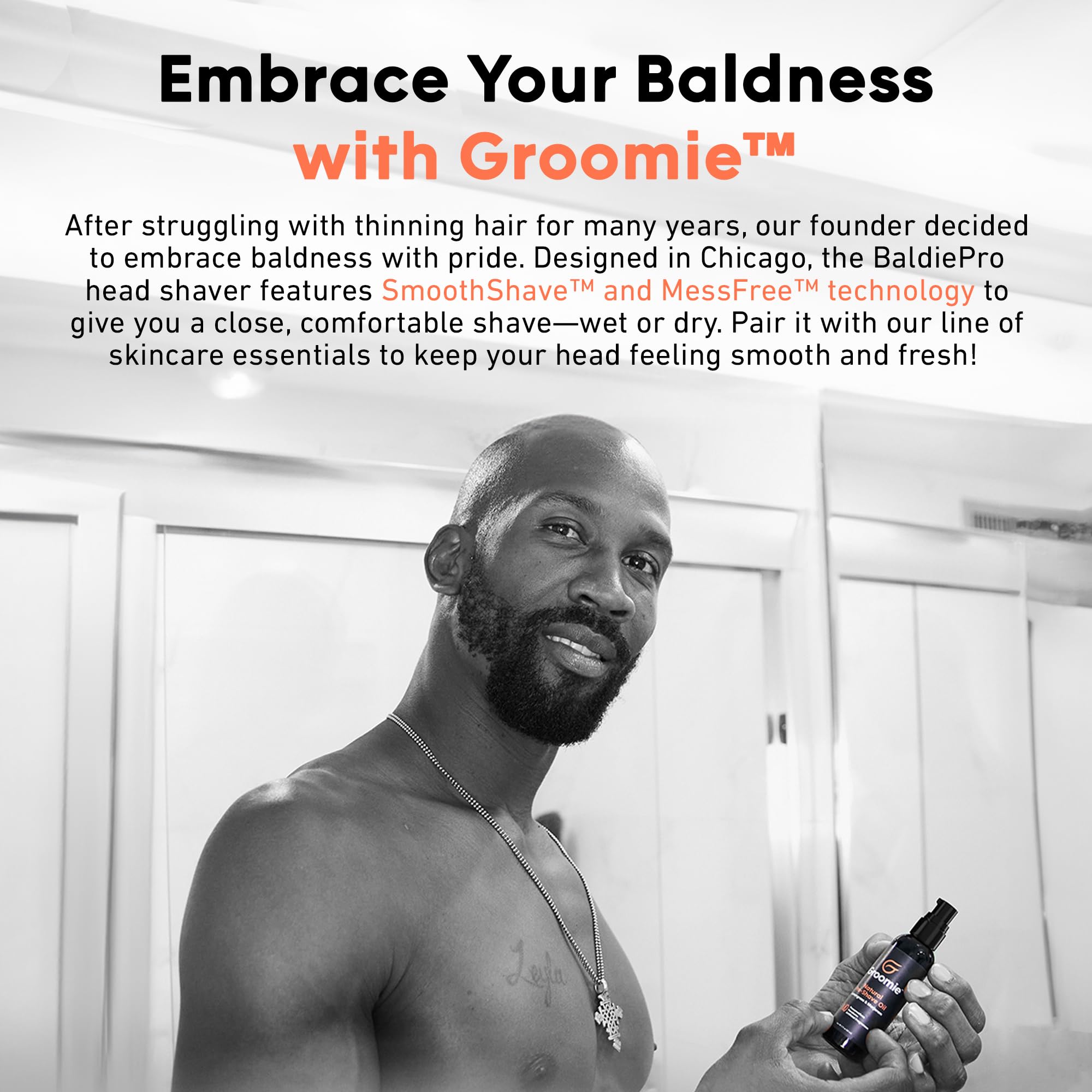 Groomie bald head shaving routine with natural oil prep