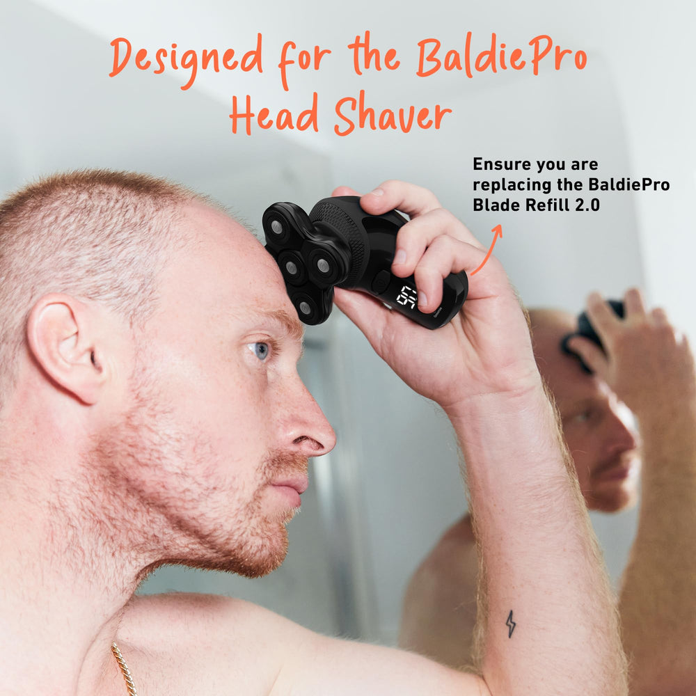 Groomie BaldiePro cordless shaver in hand, easy maneuverability for comfortable bald head shaving.