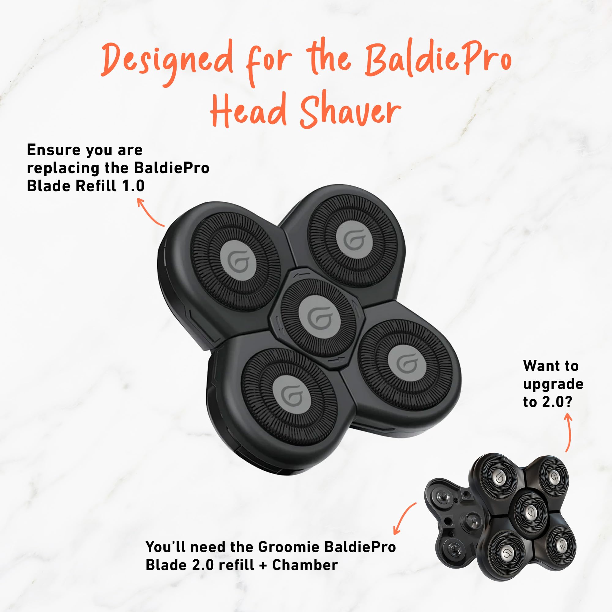 Groomie BaldiePro waterproof blade used in the shower for wet use.