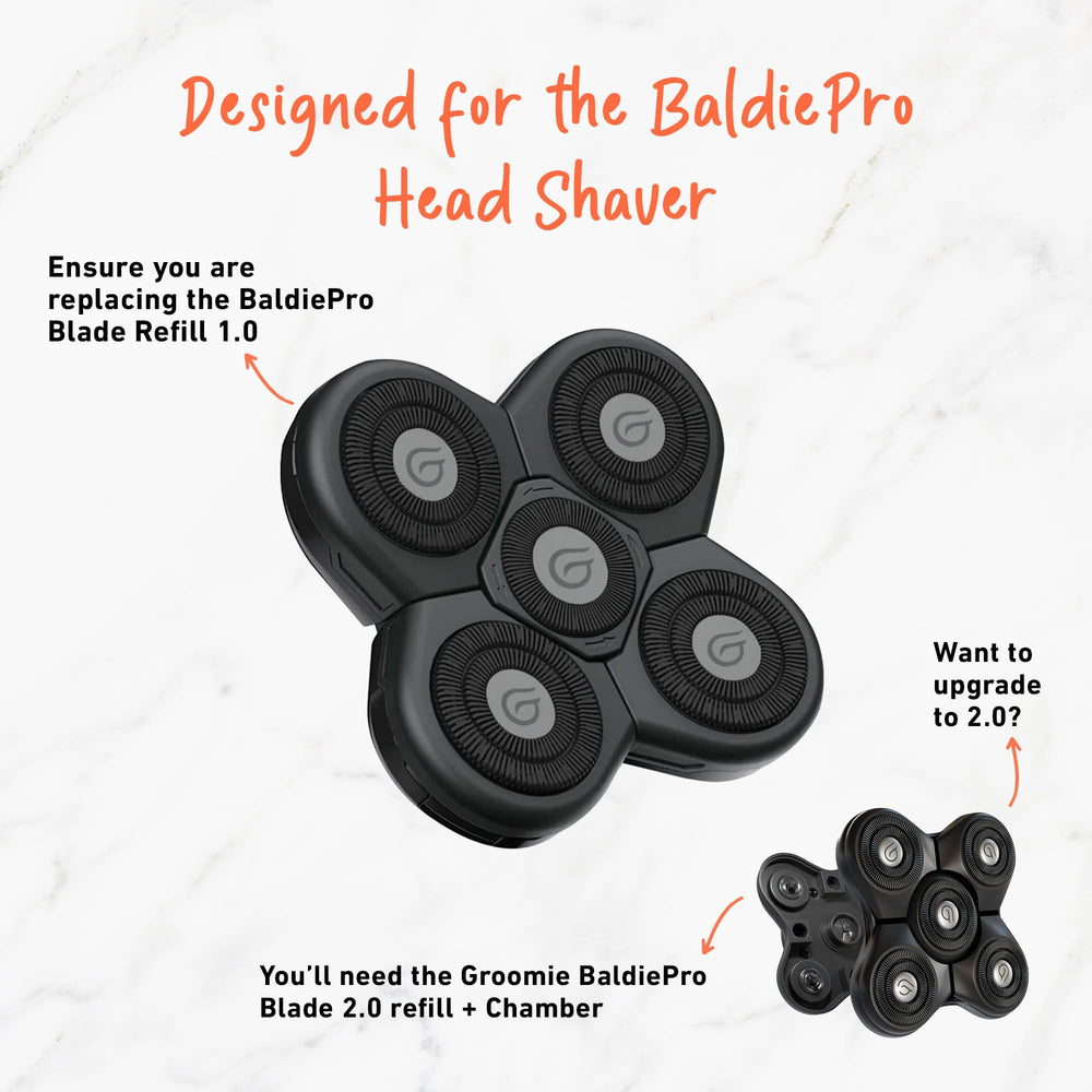 Groomie BaldiePro waterproof blade used in the shower for wet use.