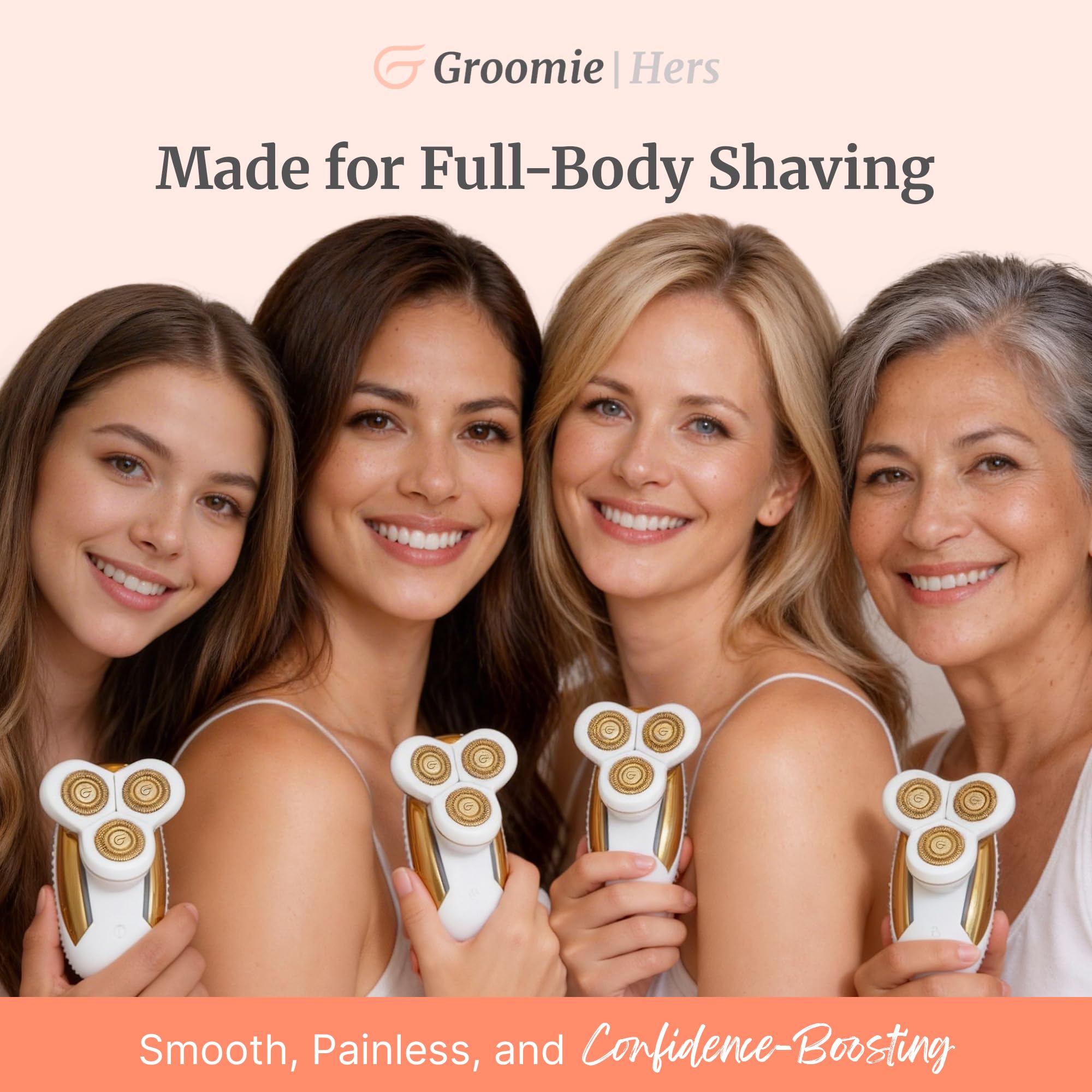 Groomie Hers LuxePro body shaver rechargeable battery for cordless use