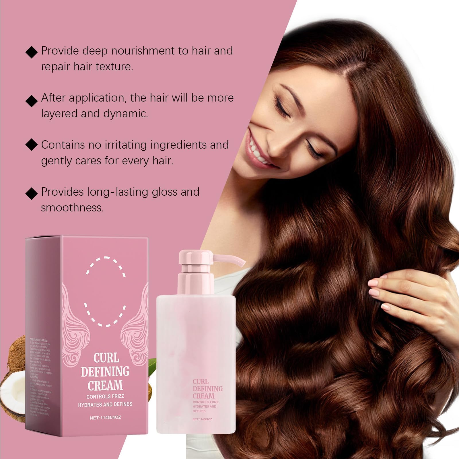 Grospe hidrata profundamente el cabello rizado.