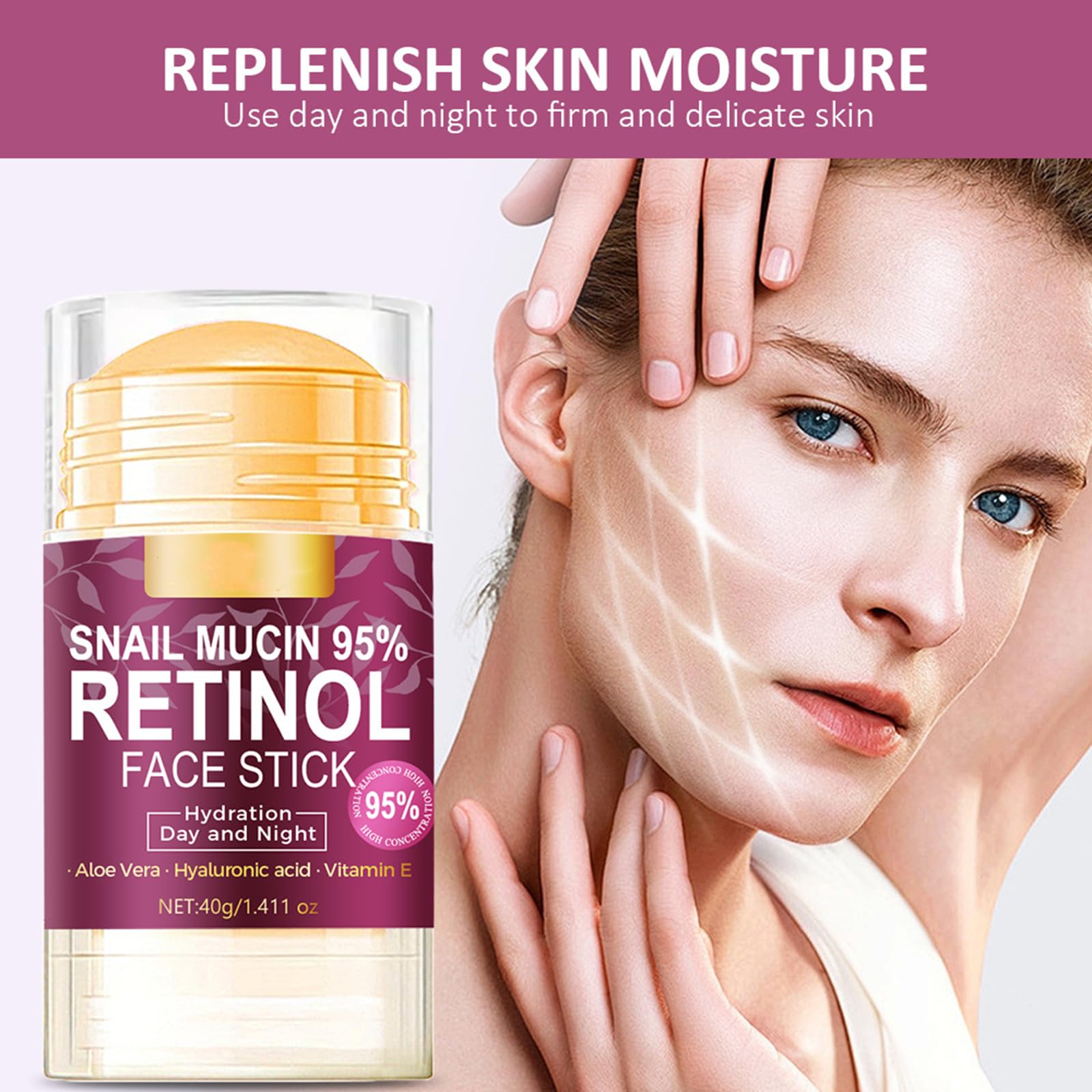 Grospe snail mucin stick formula with retinol and hyaluronic acid.