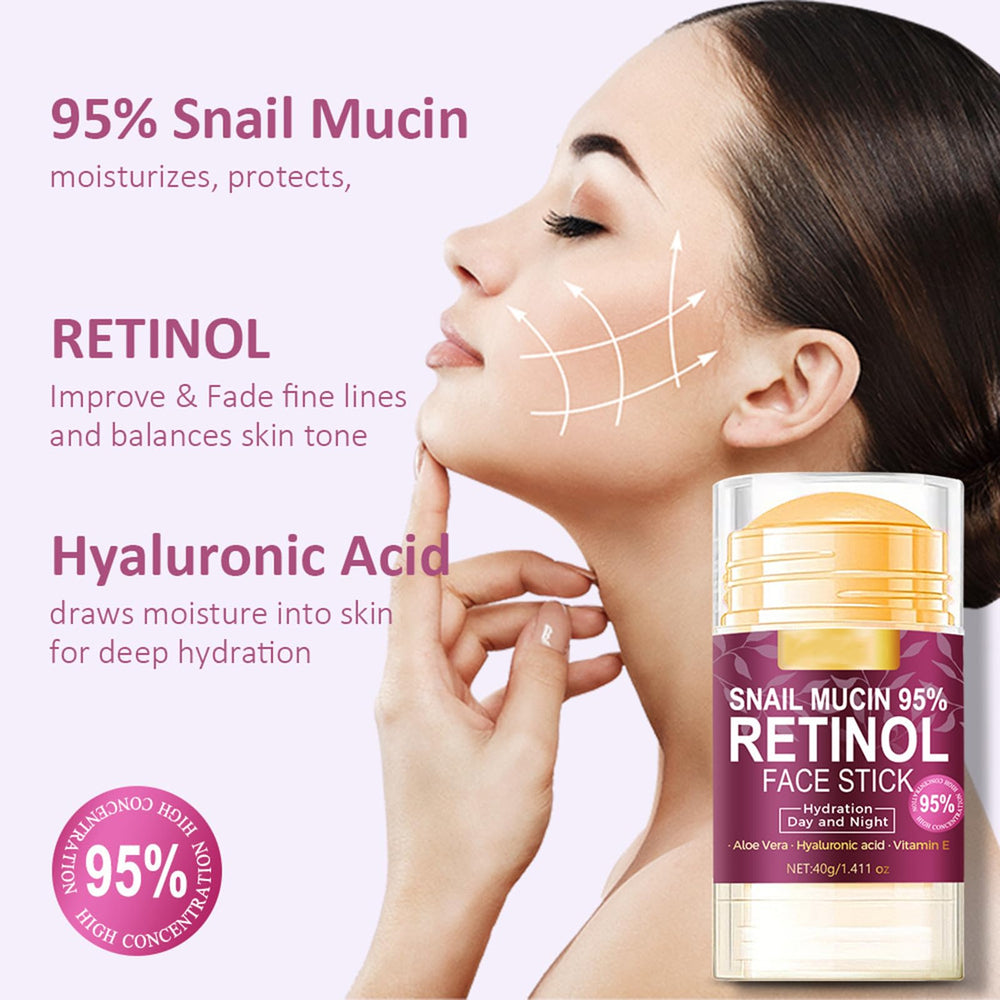 Close-up of Grospe snail mucin stick texture creamy and light.