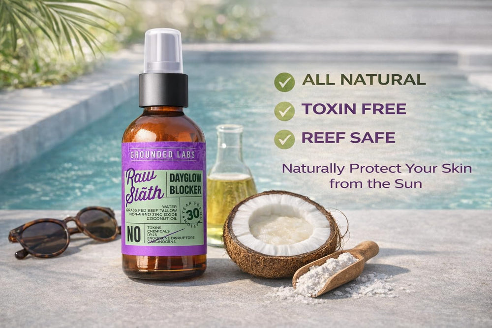 Grounded Labs sunblock at the beach scene for reef-safe outdoor protection.