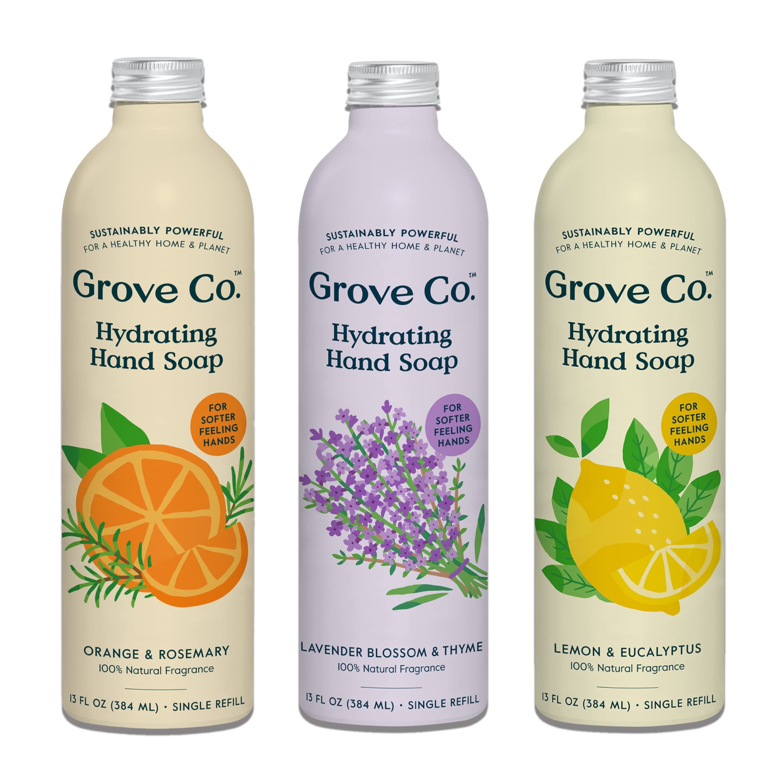 Grove Co Lemon Eucalyptus refill—gentle cleansing with aloe for soft hands