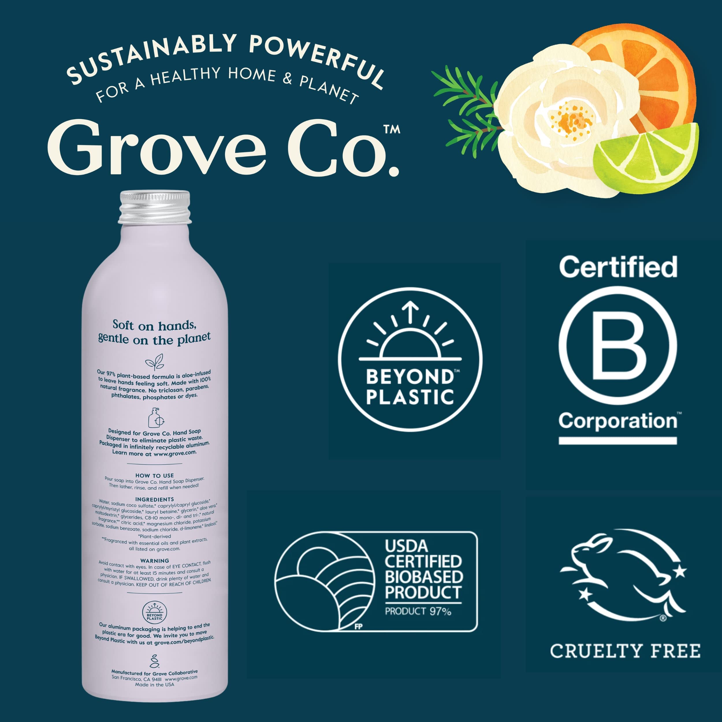 Paquete práctico de Grove Co. para recargas fáciles en casa.