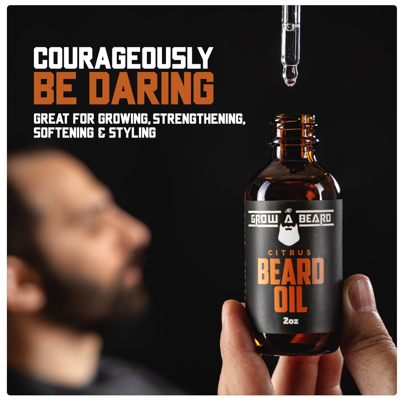 Grow Alpha Beard oil being applied to a beard for smooth manageability