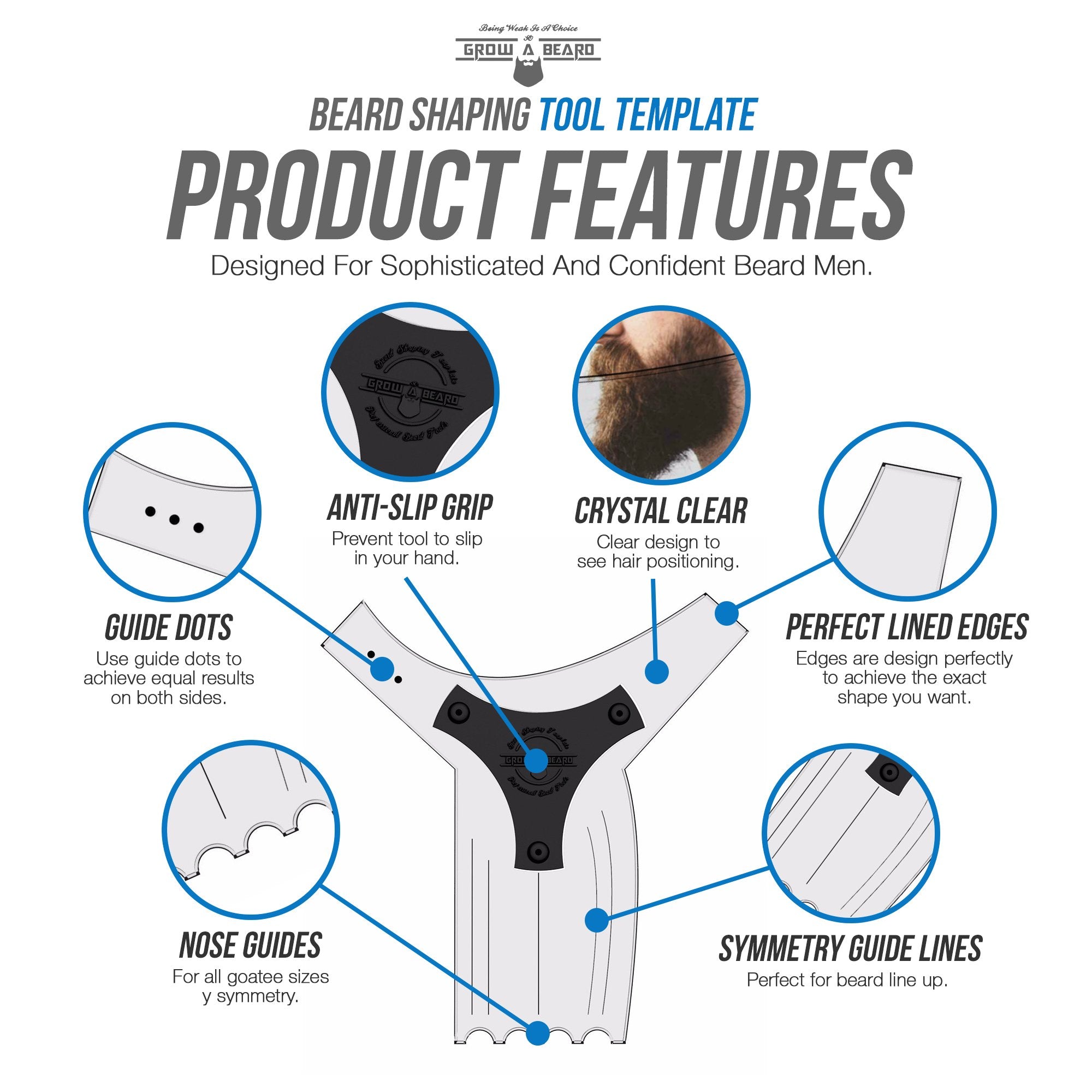 GROW ALPHA BEARD integrated beard comb for grooming