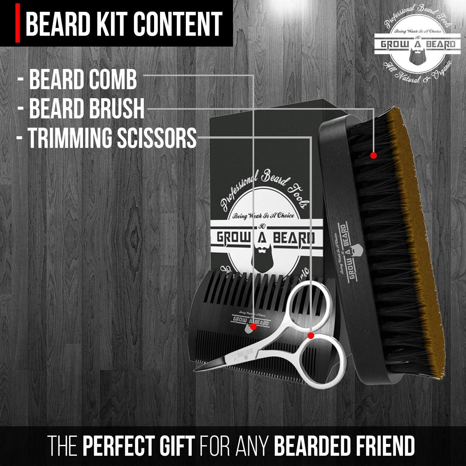 Grow Alpha dual-action wooden comb close-up detangling thick beard smoothly