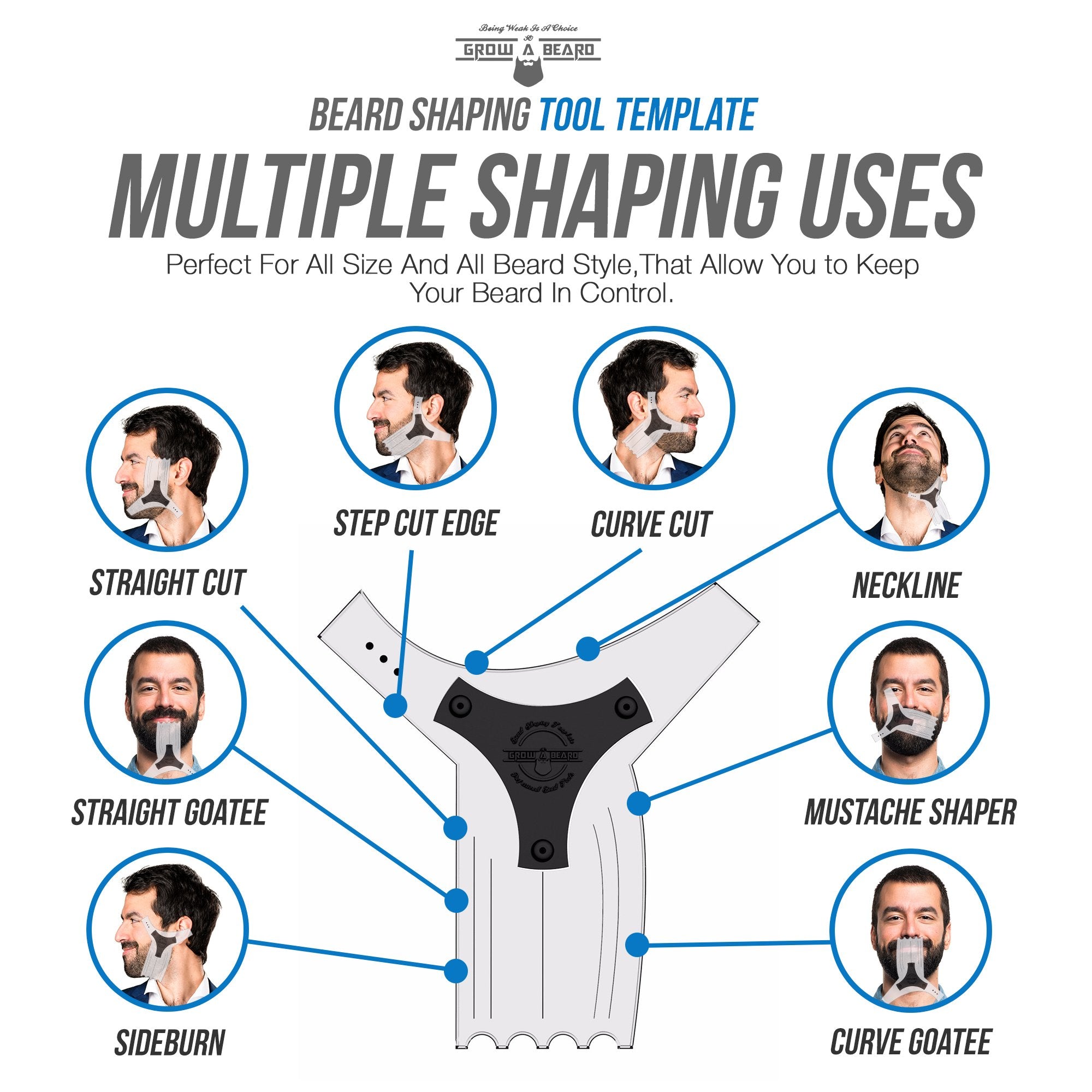 GROW ALPHA BEARD lineup template guides cheek and neck lines