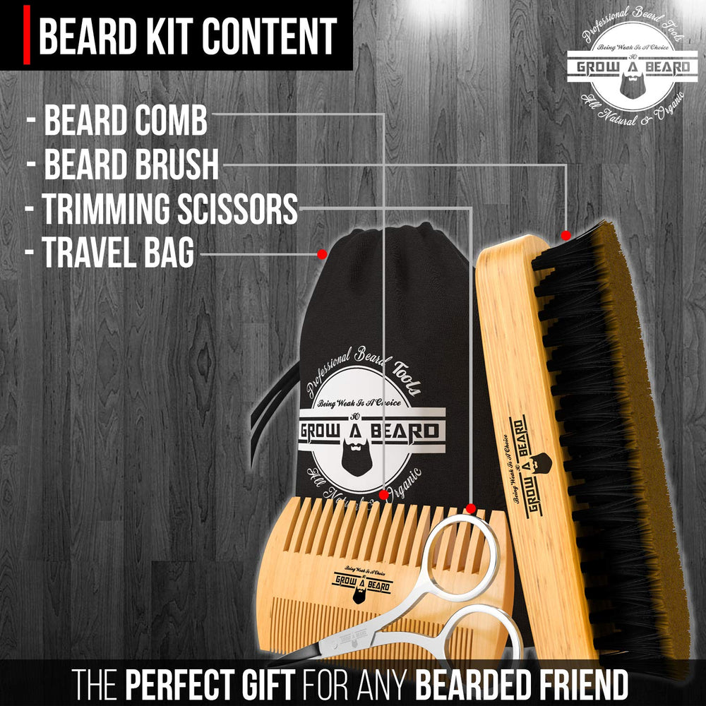 Grow Alpha Beard natural boar bristles help distribute natural oils