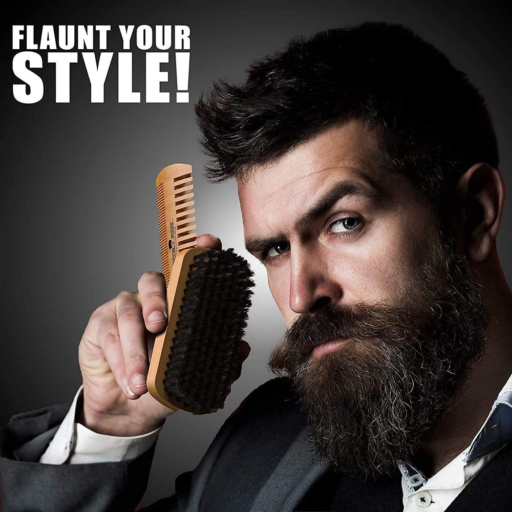 Grow Alpha Beard dual-action wood comb delivers detangling precision