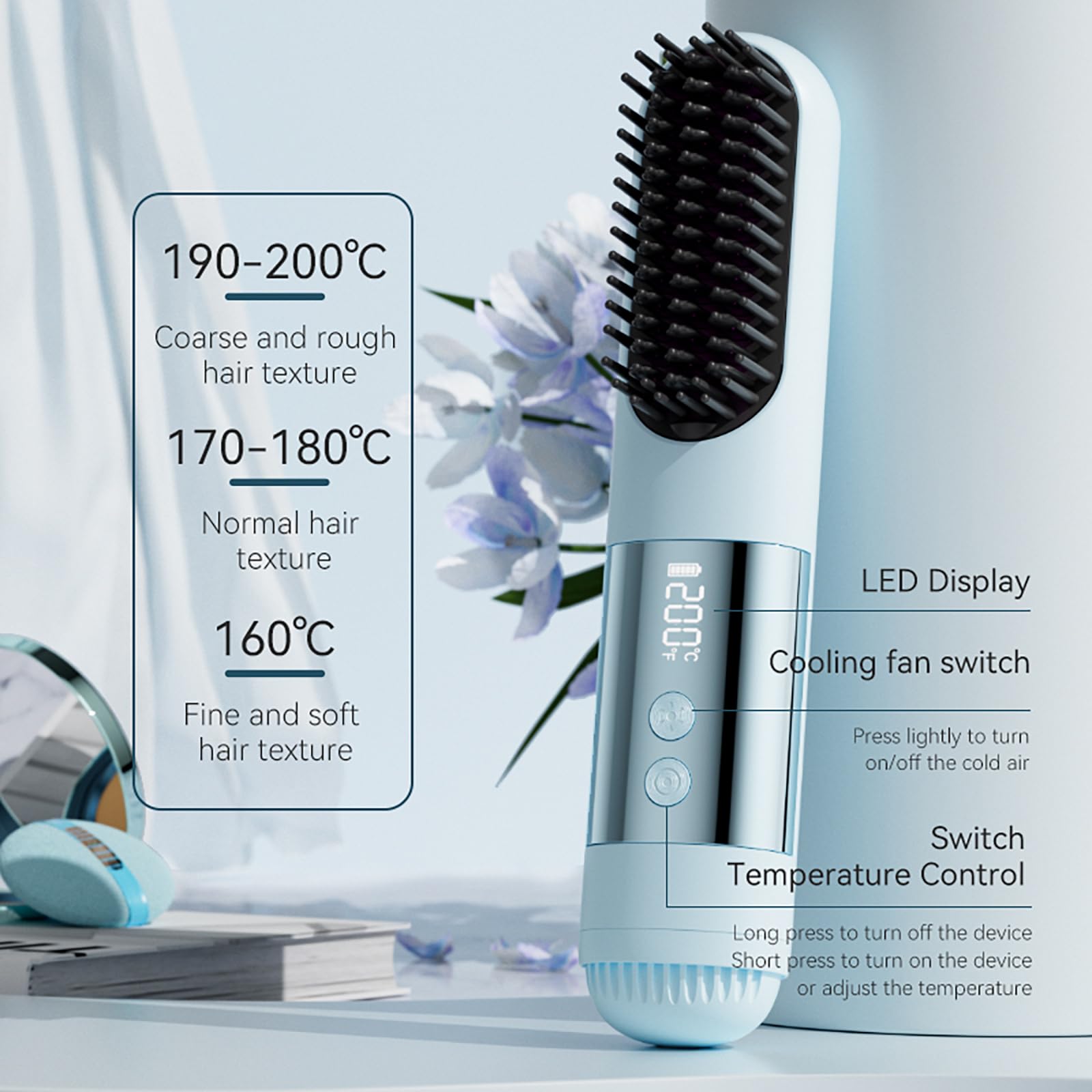 Growalleter Go Brush Pro LED display showing temperature settings for precise control